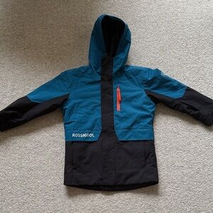 Rossignol Teal and Black Hooded ski Jacket with Red Accent